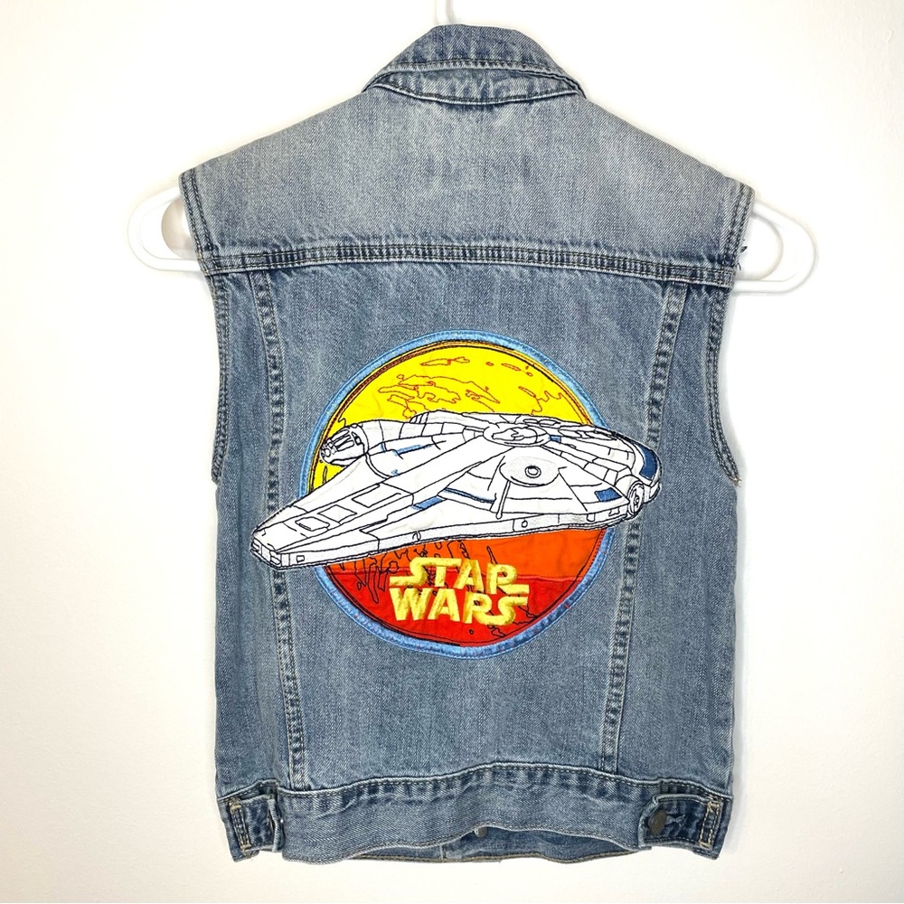 Gap Star Wars denim vest Millennium Falcon Disney Child M 8-9 Unisex